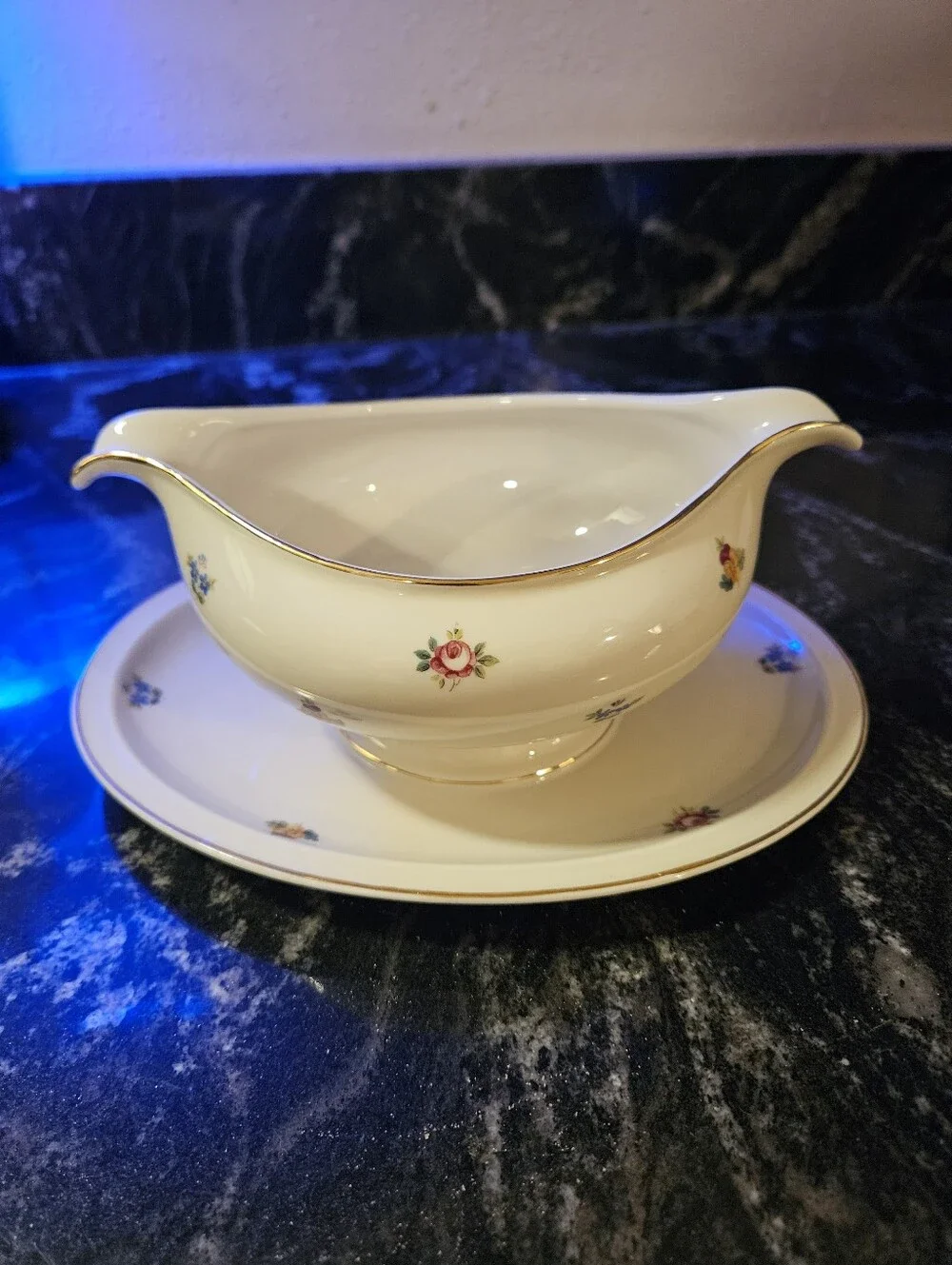 Vintage Rosenthal Winifred Gravy Boat with Attached Underplate